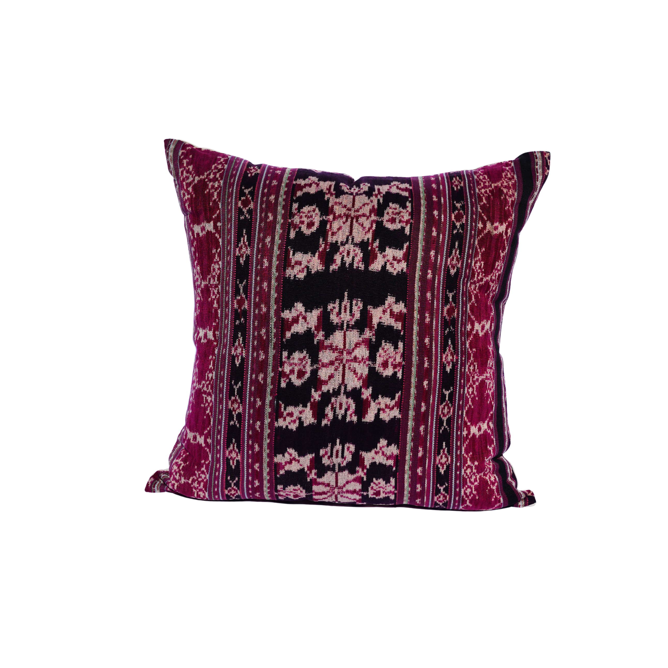 Maumere Indonesia Purple Floral Stripe Ikat Pillow