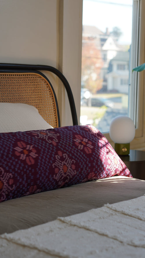 Balinese Ikat Long Lumbar Throw Pillow – Handwoven Decorative Pillow Cover